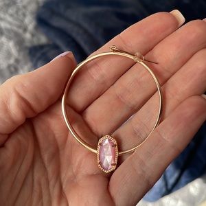 Kendra Scott Open frame Rose gold hoop earrings with lavender stone